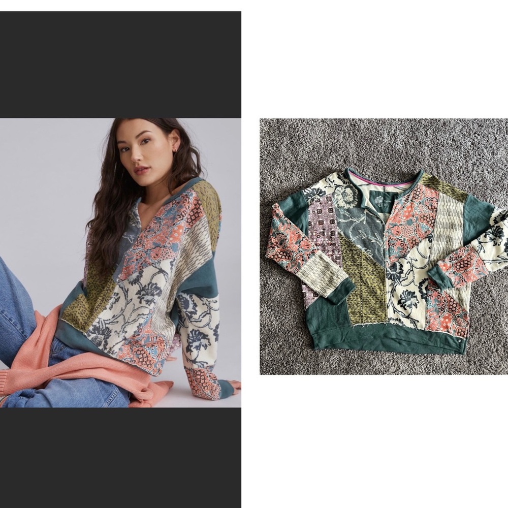 Pilcro and the Letterpress Multicolor Patchwork Sweatshirt